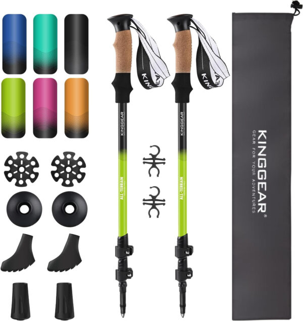689ad621342f16589a5b903a032a1a66726eeff6657115c6bec65.jpg KINGGEAR Nordic Walking Stick, TP1 Hiking Poles Retractable Lightweight 7075 Aluminum, Trekking Poles with Flip Lock, Natural Cork and EVA Grip, 2pc Hiking Gear