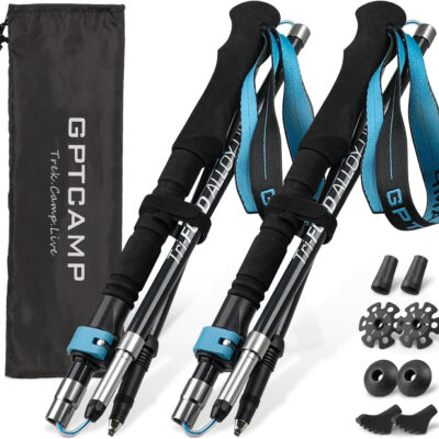 689ad6b6f2059582affa08d8ee54819223a174d35fd19a982913e.jpg GPTCAMP Walking Sticks Collapsible Hiking Poles,Lightweight Trekking Poles Made of Carbon -Aluminum,2pc Folding Halking Stick for Men & Women,with Extra-Long Foam Handle and Flip Lock,Blue