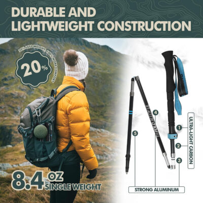 689ad6b89c541ece5dc958de1932299868fa6499ba7f24c816691.jpg GPTCAMP Walking Sticks Collapsible Hiking Poles,Lightweight Trekking Poles Made of Carbon -Aluminum,2pc Folding Halking Stick for Men & Women,with Extra-Long Foam Handle and Flip Lock,Blue