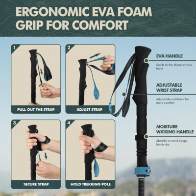 689ad6bd497e04a57dc93a677d465e7e1fb738263579baffae479.jpg GPTCAMP Walking Sticks Collapsible Hiking Poles,Lightweight Trekking Poles Made of Carbon -Aluminum,2pc Folding Halking Stick for Men & Women,with Extra-Long Foam Handle and Flip Lock,Blue