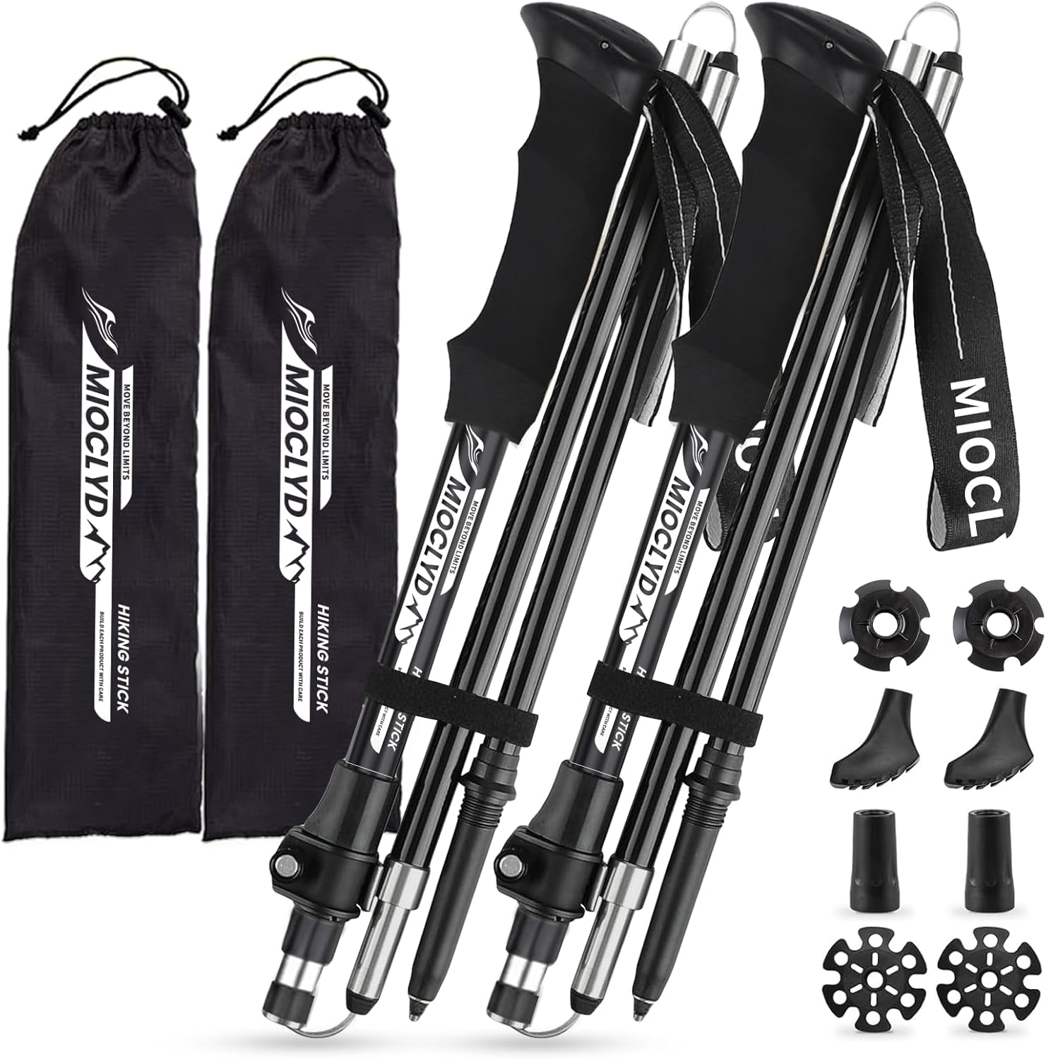 Collapsible Hiking Poles, 7075 Aluminum Trekking Poles, 2pc Lightweight Folding Adjustable for Men & Women, Walking Sticks for Hiking, Camping, Backpacking