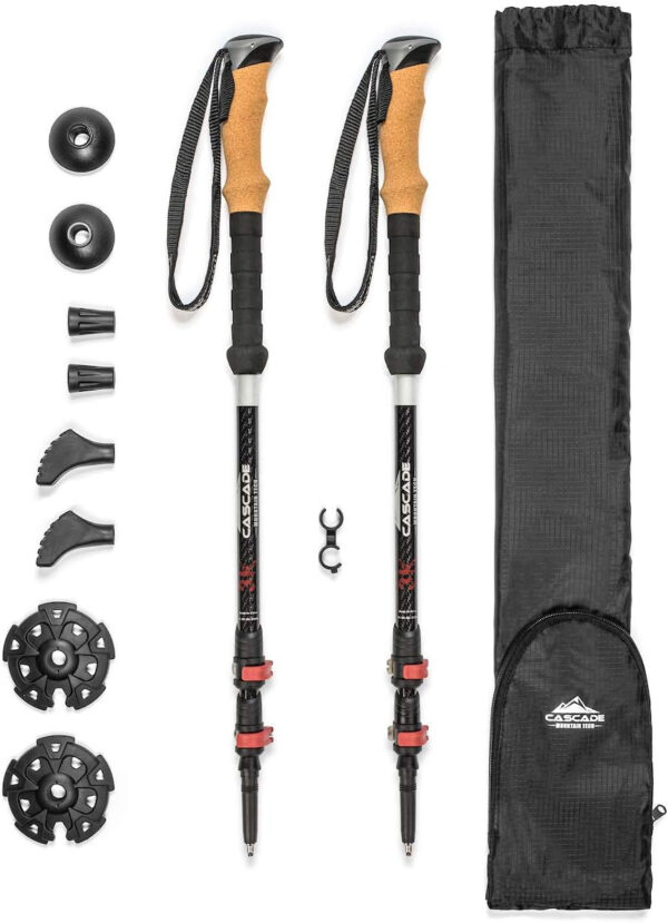689ad752a2ef825e91c38ff5f1cd44eeb17d78a12927d41f3e902.jpg Cascade Mountain Tech Trekking Poles - Carbon Fiber Walking or Hiking Sticks with Quick Adjustable Locks