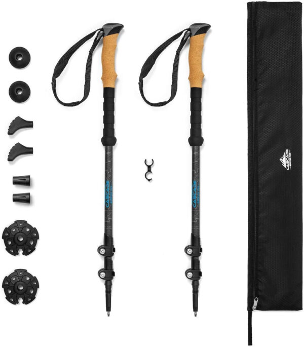 689ad76ed94e56b7dd6ef3430f59e7f72172a6dd8451b7035a1cf.jpg Cascade Mountain Tech Trekking Poles - Carbon Fiber Walking or Hiking Sticks with Quick Adjustable Locks