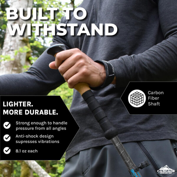 689ad77023e86b435be3b9264a28001405fdc8a82fe1f13a9b9ef.jpg Cascade Mountain Tech Trekking Poles - Carbon Fiber Walking or Hiking Sticks with Quick Adjustable Locks
