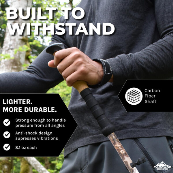 689ad7786ed413f6d9c5a00e65a84feae83472615296ba76a91aa.jpg Cascade Mountain Tech Trekking Poles - Carbon Fiber Walking or Hiking Sticks with Quick Adjustable Locks
