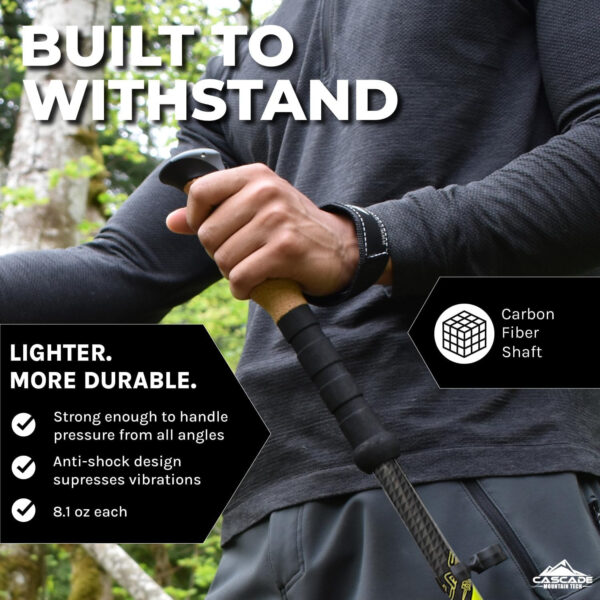689ad7804440d3d86368cda1380136d8b57c9042de41f592aa935.jpg Cascade Mountain Tech Trekking Poles - Carbon Fiber Walking or Hiking Sticks with Quick Adjustable Locks
