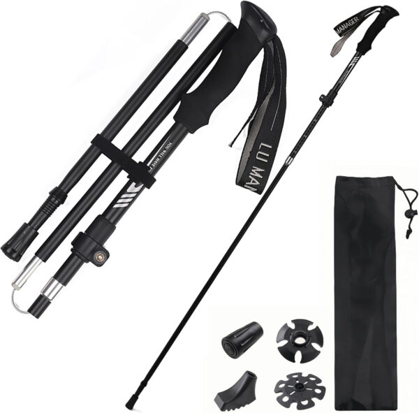 689ad7c040041fccd0b1dabcfdc3fd510519267d520964d371f40.jpg WWJ Collapsible Trekking Hiking Poles - 1 Pc Lightweight Adjustable Folding Walking Sticks for Hiking & Trekking (7075 Aluminum Alloy, Quick Lock System) Pole - for Men & Women Adults