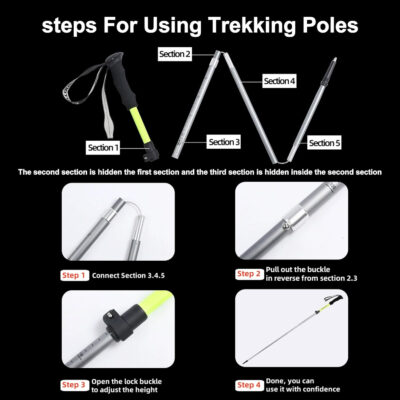 689ad7c1c61f90adc769f01a4d1ad158f1a63ccd77b655da0ef52.jpg WWJ Collapsible Trekking Hiking Poles - 1 Pc Lightweight Adjustable Folding Walking Sticks for Hiking & Trekking (7075 Aluminum Alloy, Quick Lock System) Pole - for Men & Women Adults
