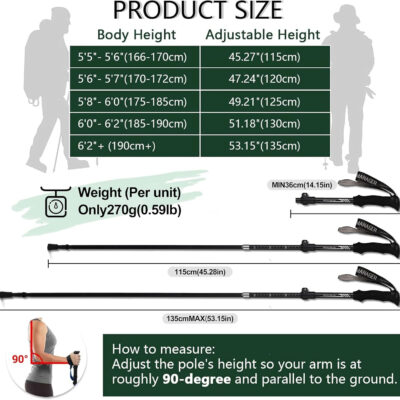 689ad7c3558bd50e48150a8a7d7fa2665b7ecc2883fac8b713828.jpg WWJ Collapsible Trekking Hiking Poles - 1 Pc Lightweight Adjustable Folding Walking Sticks for Hiking & Trekking (7075 Aluminum Alloy, Quick Lock System) Pole - for Men & Women Adults