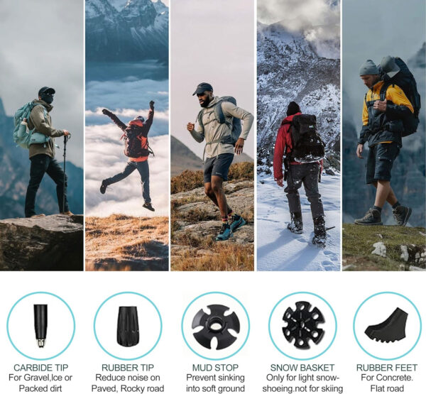 689ad7c68c9b3b4e60c41b3dcf4d75fc209d7e9a8442db9e783be.jpg WWJ Collapsible Trekking Hiking Poles - 1 Pc Lightweight Adjustable Folding Walking Sticks for Hiking & Trekking (7075 Aluminum Alloy, Quick Lock System) Pole - for Men & Women Adults