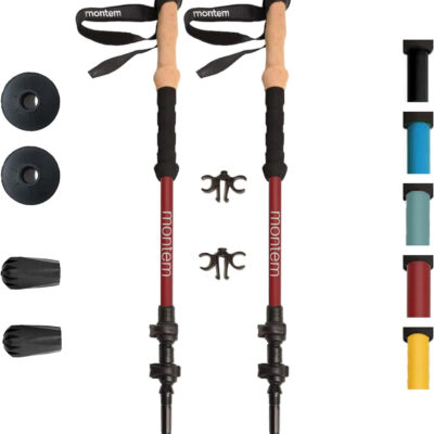Montem Ultra Light 100% Carbon Fiber Trekking, Walking, and Hiking Poles - One Pair (2 Poles) - Ultra Light, Quick Locking, Foldable, Weather-Resistant and Ultra Durable