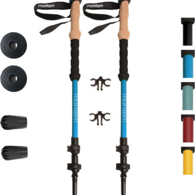Montem Ultra Light 100% Carbon Fiber Trekking, Walking, and Hiking Poles - One Pair (2 Poles) - Ultra Light, Quick Locking, Foldable, Weather-Resistant and Ultra Durable