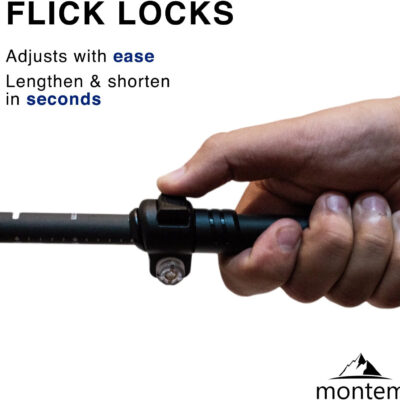 Montem Ultra Light 100% Carbon Fiber Trekking, Walking, and Hiking Poles - One Pair (2 Poles) - Ultra Light, Quick Locking, Foldable, Weather-Resistant and Ultra Durable
