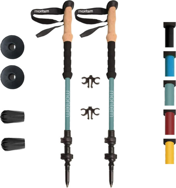 Montem Ultra Light 100% Carbon Fiber Trekking, Walking, and Hiking Poles - One Pair (2 Poles) - Ultra Light, Quick Locking, Foldable, Weather-Resistant and Ultra Durable