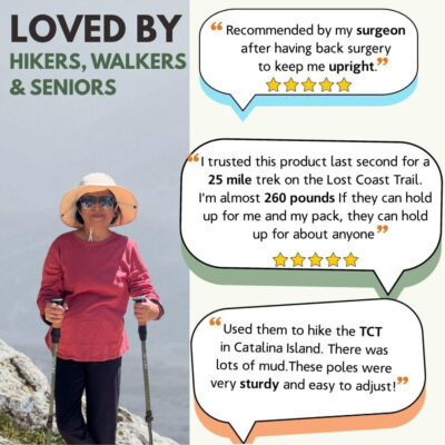 Outsura Trekking Poles for Hiking - Lightweight Collapsible Aircraft-Grade Aluminum Hiking Poles with Cork Grip & Quick Lock - Pair of 2 Walking Sticks with All Terrain Accessories