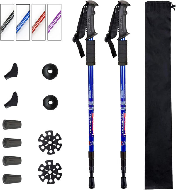 689ad8934553a1c0e2f6f31b79bedc4a9d77ef6c85e296cc903d8.jpg Aihoye Trekking Poles Shock Absorbing Adjustable Hiking or Walking Sticks for Hiking Collapsible Strong, 2-pc Pack Lightweight Walking Pole, All Terrain Accessories and Carry Bag