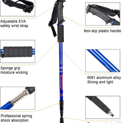 689ad8947e21d119da5bf90821c43e2f509722fb27bf03aea8ca9.jpg Aihoye Trekking Poles Shock Absorbing Adjustable Hiking or Walking Sticks for Hiking Collapsible Strong, 2-pc Pack Lightweight Walking Pole, All Terrain Accessories and Carry Bag