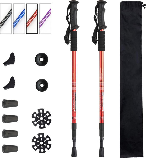 689ad89c8ab622165f955516902c5b1834d6982462b33ffd57875.jpg Aihoye Trekking Poles Shock Absorbing Adjustable Hiking or Walking Sticks for Hiking Collapsible Strong, 2-pc Pack Lightweight Walking Pole, All Terrain Accessories and Carry Bag