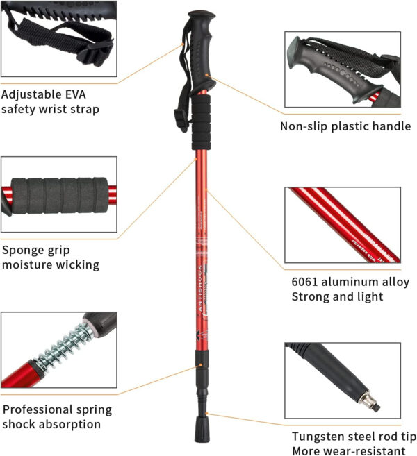 689ad89dcb8541e0358ab5ebbf4e5ccdce92508a9c7e03dc6a334.jpg Aihoye Trekking Poles Shock Absorbing Adjustable Hiking or Walking Sticks for Hiking Collapsible Strong, 2-pc Pack Lightweight Walking Pole, All Terrain Accessories and Carry Bag