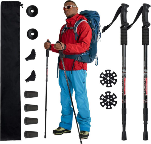 689ad8a3da6cbd170e445a85f2e9c6dedf4b97cc408fc675d7f75.jpg Aihoye Trekking Poles Shock Absorbing Adjustable Hiking or Walking Sticks for Hiking Collapsible Strong, 2-pc Pack Lightweight Walking Pole, All Terrain Accessories and Carry Bag