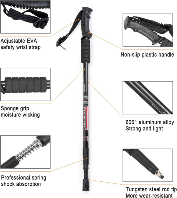 689ad8a546a3e328d90e3d8b1c8b40f0d0d17ea85d4375aac8092.jpg Aihoye Trekking Poles Shock Absorbing Adjustable Hiking or Walking Sticks for Hiking Collapsible Strong, 2-pc Pack Lightweight Walking Pole, All Terrain Accessories and Carry Bag