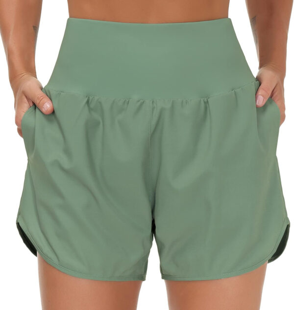 THE GYM PEOPLE Women’s High Waist Running Shorts with Liner Athletic Hiking Workout Shorts Zip Pockets