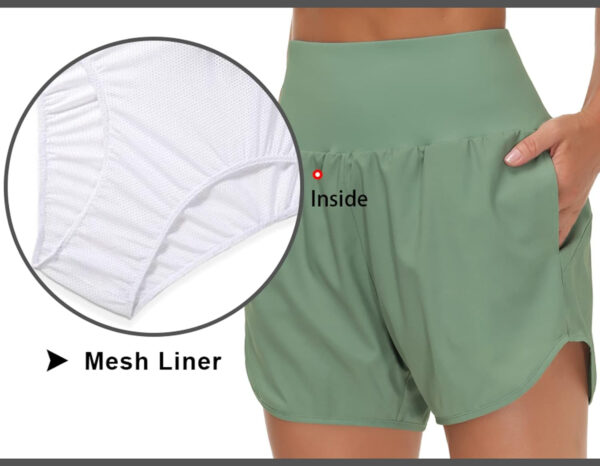 THE GYM PEOPLE Women’s High Waist Running Shorts with Liner Athletic Hiking Workout Shorts Zip Pockets