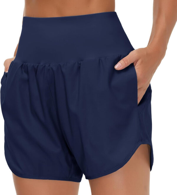 THE GYM PEOPLE Women’s High Waist Running Shorts with Liner Athletic Hiking Workout Shorts Zip Pockets
