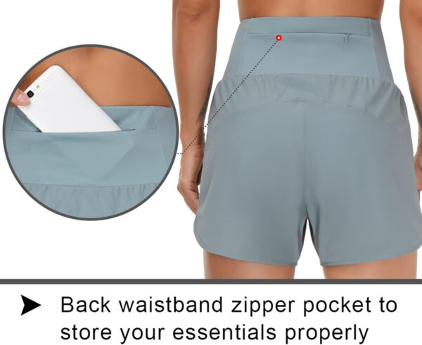 THE GYM PEOPLE Women’s High Waist Running Shorts with Liner Athletic Hiking Workout Shorts Zip Pockets