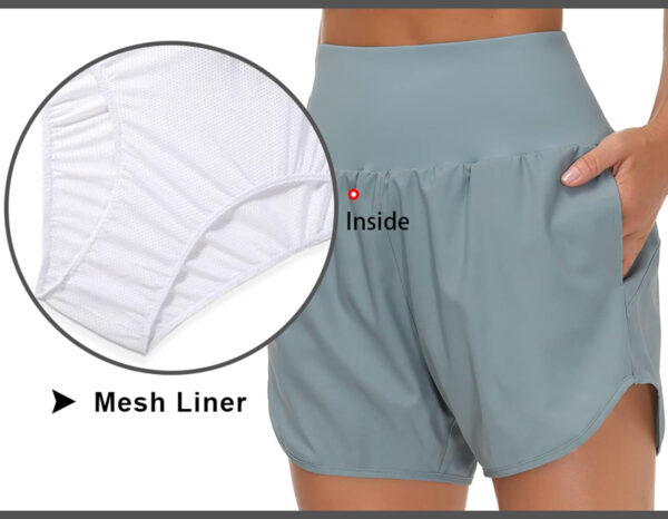 THE GYM PEOPLE Women’s High Waist Running Shorts with Liner Athletic Hiking Workout Shorts Zip Pockets