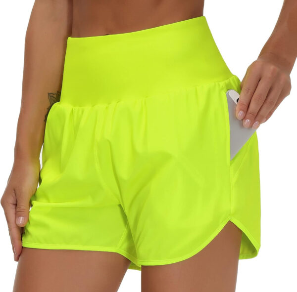 THE GYM PEOPLE Women’s High Waist Running Shorts with Liner Athletic Hiking Workout Shorts Zip Pockets
