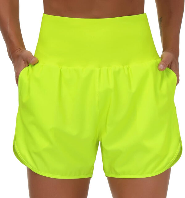 THE GYM PEOPLE Women’s High Waist Running Shorts with Liner Athletic Hiking Workout Shorts Zip Pockets