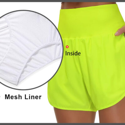THE GYM PEOPLE Women’s High Waist Running Shorts with Liner Athletic Hiking Workout Shorts Zip Pockets