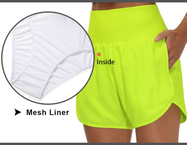 THE GYM PEOPLE Women’s High Waist Running Shorts with Liner Athletic Hiking Workout Shorts Zip Pockets