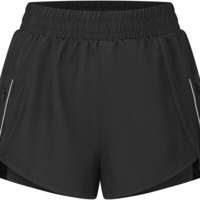 Athletic Shorts for Women High Split Running Workout Quick Dry Shorts with Liner(No Pocket)