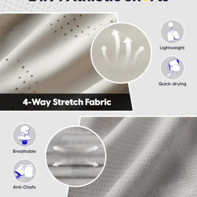 maamgic Men's 2 in 1 Gym Shorts 5 Inch Athletic Tennis Shorts Stretch Workout Running Shorts with Liner