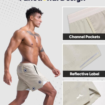 maamgic Men's 2 in 1 Gym Shorts 5 Inch Athletic Tennis Shorts Stretch Workout Running Shorts with Liner