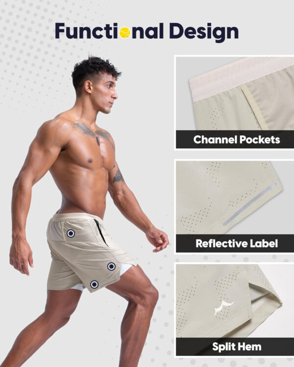 maamgic Men's 2 in 1 Gym Shorts 5 Inch Athletic Tennis Shorts Stretch Workout Running Shorts with Liner