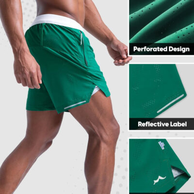 maamgic Men's 2 in 1 Gym Shorts 5 Inch Athletic Tennis Shorts Stretch Workout Running Shorts with Liner