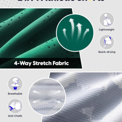 maamgic Men's 2 in 1 Gym Shorts 5 Inch Athletic Tennis Shorts Stretch Workout Running Shorts with Liner