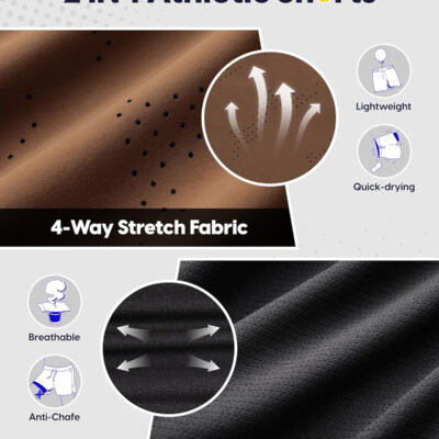 maamgic Men's 2 in 1 Gym Shorts 5 Inch Athletic Tennis Shorts Stretch Workout Running Shorts with Liner