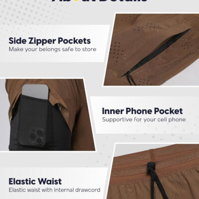 maamgic Men's 2 in 1 Gym Shorts 5 Inch Athletic Tennis Shorts Stretch Workout Running Shorts with Liner