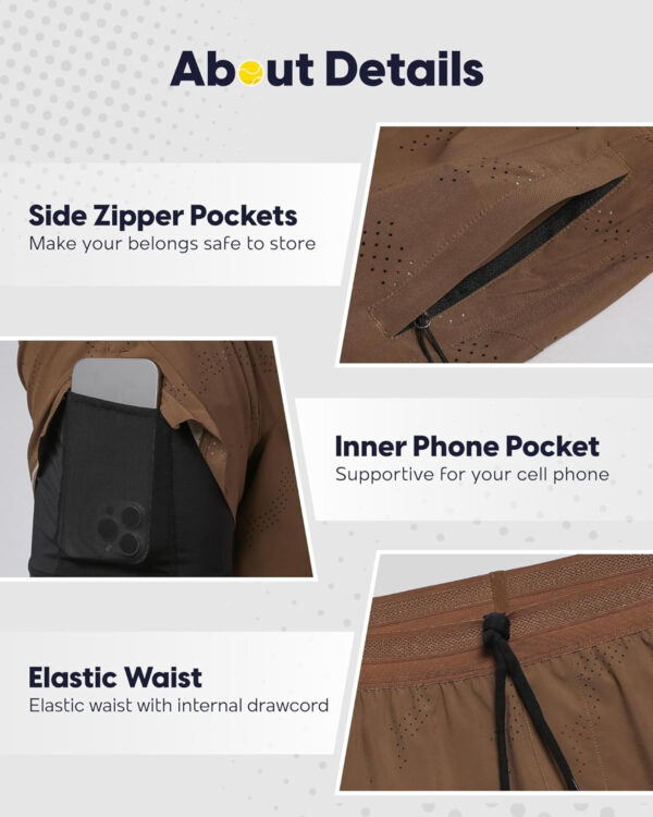 maamgic Men's 2 in 1 Gym Shorts 5 Inch Athletic Tennis Shorts Stretch Workout Running Shorts with Liner