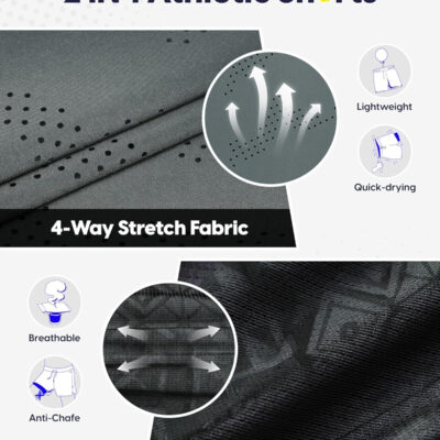 maamgic Men's 2 in 1 Gym Shorts 5 Inch Athletic Tennis Shorts Stretch Workout Running Shorts with Liner