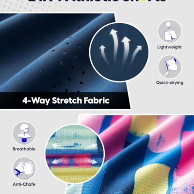 maamgic Men's 2 in 1 Gym Shorts 5 Inch Athletic Tennis Shorts Stretch Workout Running Shorts with Liner