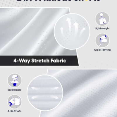 maamgic Men's 2 in 1 Gym Shorts 5 Inch Athletic Tennis Shorts Stretch Workout Running Shorts with Liner