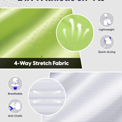 maamgic Men's 2 in 1 Gym Shorts 5 Inch Athletic Tennis Shorts Stretch Workout Running Shorts with Liner