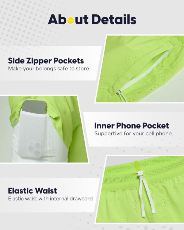 maamgic Men's 2 in 1 Gym Shorts 5 Inch Athletic Tennis Shorts Stretch Workout Running Shorts with Liner