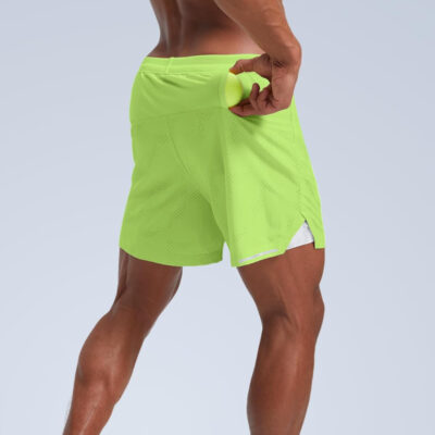 maamgic Men's 2 in 1 Gym Shorts 5 Inch Athletic Tennis Shorts Stretch Workout Running Shorts with Liner