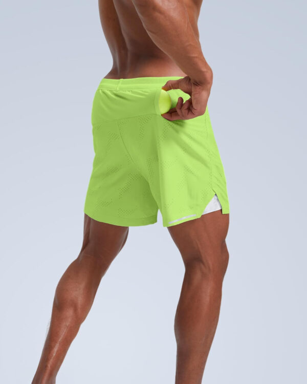 maamgic Men's 2 in 1 Gym Shorts 5 Inch Athletic Tennis Shorts Stretch Workout Running Shorts with Liner